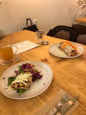 Seitan wrap and burger wrap  at De Herbivoor in Groningen