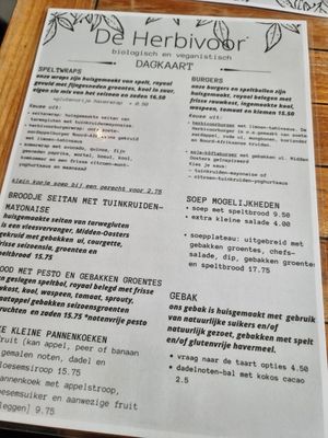 Menu at De Herbivoor in Groningen