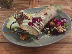 Sweet potato spelt wrap at De Herbivoor in Groningen