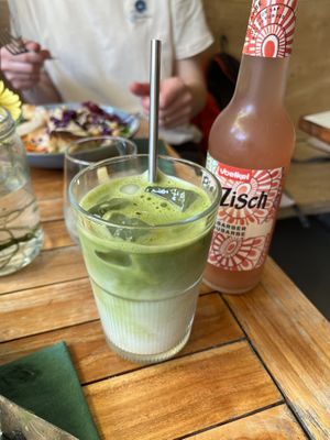 Matcha and rhubarb lemonade🍵  at De Herbivoor in Groningen