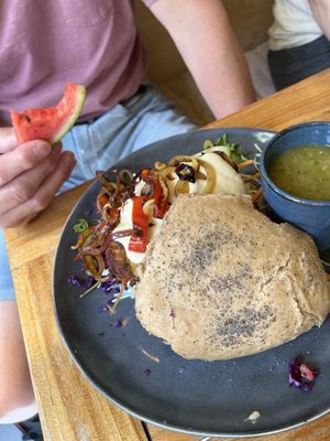 Bad picture of the burger😅  at De Herbivoor in Groningen