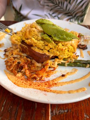 Tofu and hash brown Benedict  at Beerline Cafe in Milwaukee