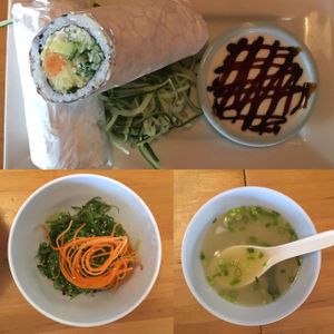 Wakame salad, miso, and veganzirra roll for $21  at Sticky Rice in Richmond