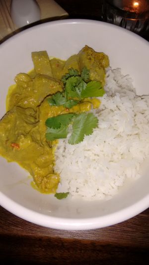 Tasty jack fruit curry at The Hug and Pint in Glasgow