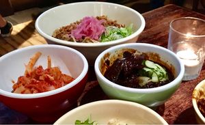 so much food! we had over 8 different dishes to try!  at The Hug and Pint in Glasgow