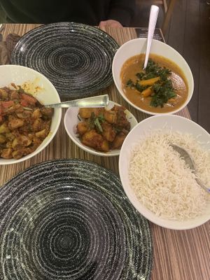 Selection of veggie dishes  at Indian Temptation in Bath