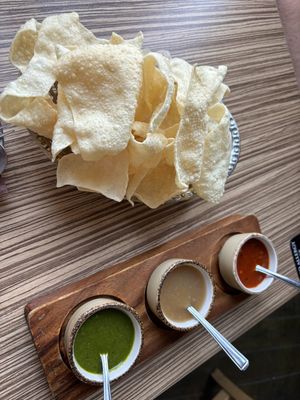 Poppadoms and dips   at Indian Temptation in Bath