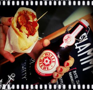 Curry sausage & Beer at Pirates in Heidelberg