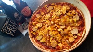 CurrySausage Flamecake at Pirates in Heidelberg