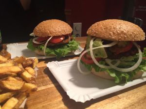 Home-made vegan burger patties  at BioBurgerMeister in Salzburg