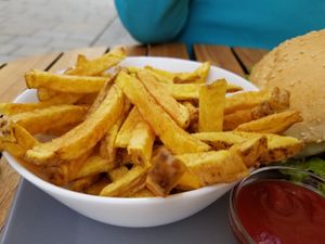 Regular fries (not great) at BioBurgerMeister in Salzburg