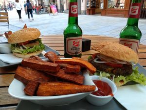 Outside at BioBurgerMeister in Salzburg
