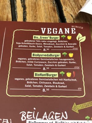 Vegan menu  at BioBurgerMeister in Salzburg