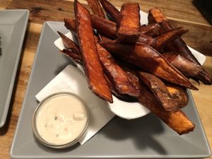 Sweet potato fries and soya dip  at BioBurgerMeister in Salzburg