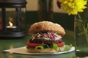 The vegan burger... at Vegabona in Gyor