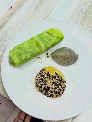 Three dim sums ($95) (sorry for bad camera quality…)  at Qīng Qí SùShí in Tainan