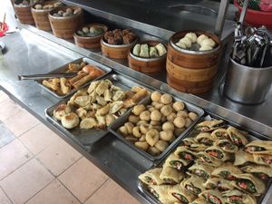 So many options!! we didn't eat for at least 12 hours after having breakfast here!! The fresh soy milk is delicious too! at Qīng Qí SùShí in Tainan