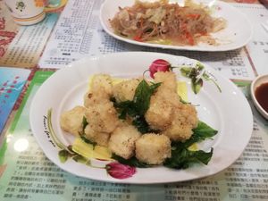 Deep fried tofu at Fu Hsin Vegetarian in Tainan