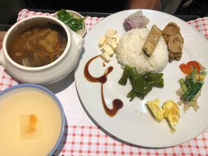 vegetarian set meal with hedgehog mushrooms  at Fu Hsin Vegetarian in Tainan