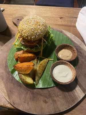 Very delicious burger!   at Alkaline Restaurant in Canggu