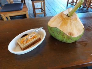 Raw carrot  cake at Alkaline Restaurant in Canggu