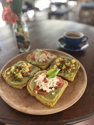 Avocado toast 65K  at Alkaline Restaurant in Canggu