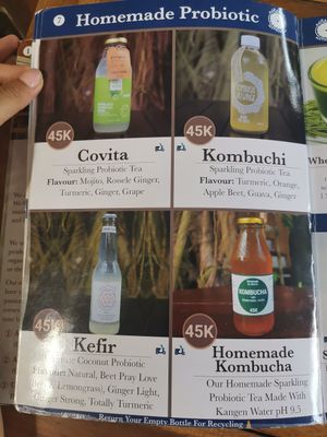 Menu probiotic at Alkaline Restaurant in Canggu