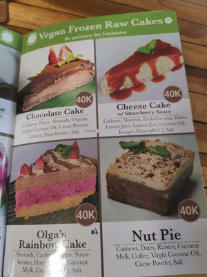Raw cakes at Alkaline Restaurant in Canggu