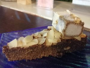 Zucchini Brownie & Ice Cream at Alkaline Restaurant in Canggu