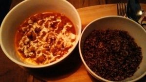 Vegan chickpea curry with quinoa at Motion Cafe in Canggu