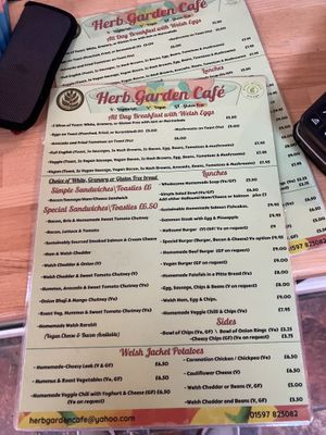 Menu  at Herb Garden Cafe in Llandrindod Wells