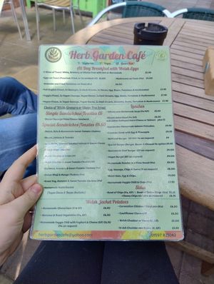 Menu at Herb Garden Cafe in Llandrindod Wells