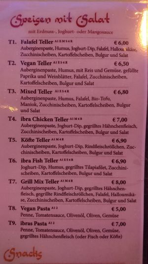 Menu 2 at Ibras Bistro in Dresden