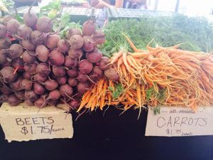 beets and carrots at Farmer's Market in Pacific Palisades