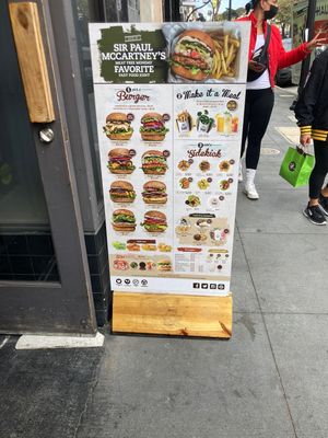 Street menu at VeganBurg in San Francisco