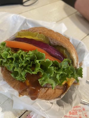 BBQ burger with beyond patty at VeganBurg in San Francisco