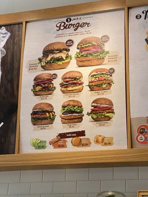 Burger choices at VeganBurg in San Francisco
