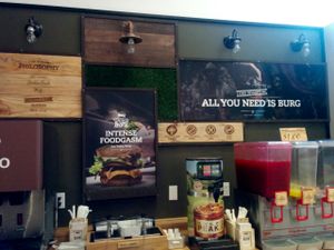 Drink station at VeganBurg in San Francisco