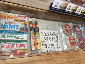 counter offerings at VeganBurg in San Francisco
