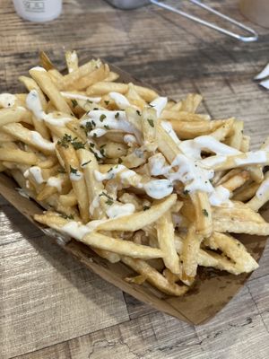 Creamy garlic fries   at VeganBurg in San Francisco