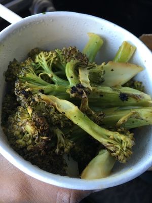 carry-out broccoli (too much lemon flavor) at VeganBurg in San Francisco