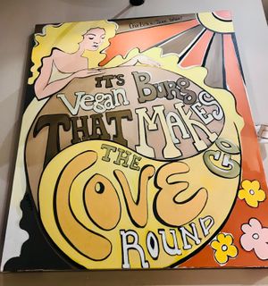 Indoor poster at VeganBurg in San Francisco