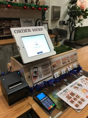 Order kiosk at VeganBurg in San Francisco