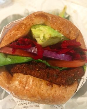 Beetroot and Avocado Burger  at VeganBurg in San Francisco