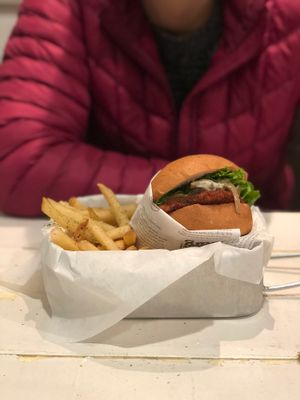 Mushroom burger  at VeganBurg in San Francisco