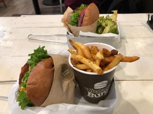 Beetroot avocado and creamy shrooms at VeganBurg in San Francisco