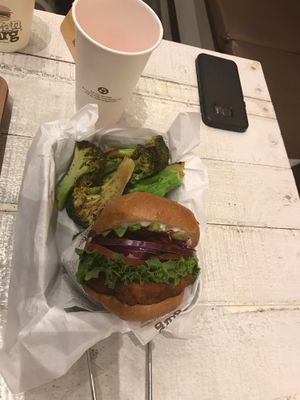Avocado beetroot burger at VeganBurg in San Francisco