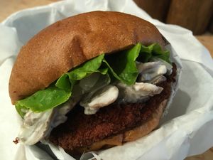 Creamy shrooms ($10.90 + tax & tip) at VeganBurg in San Francisco