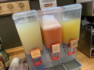 Refills of boujie lemonade at VeganBurg in San Francisco
