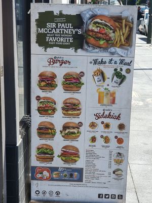 Menu at VeganBurg in San Francisco